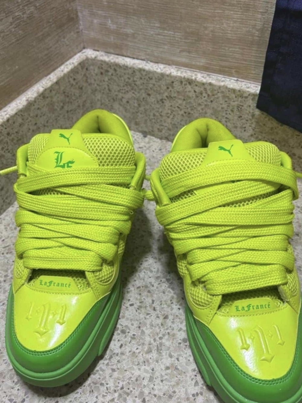 Kids Neon Lime Lace-Up Sneakers -